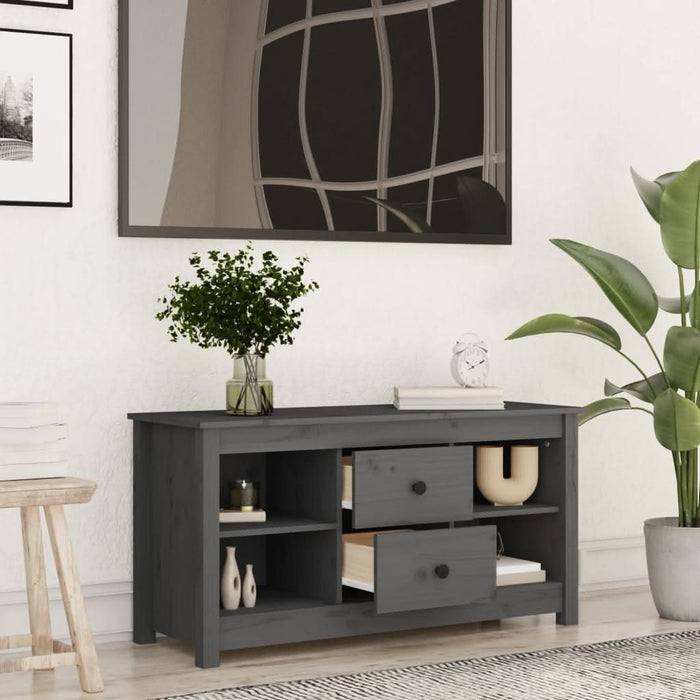 Comodă TV, gri, 103x36,5x52 cm, lemn masiv de pin - WALTI WALTI