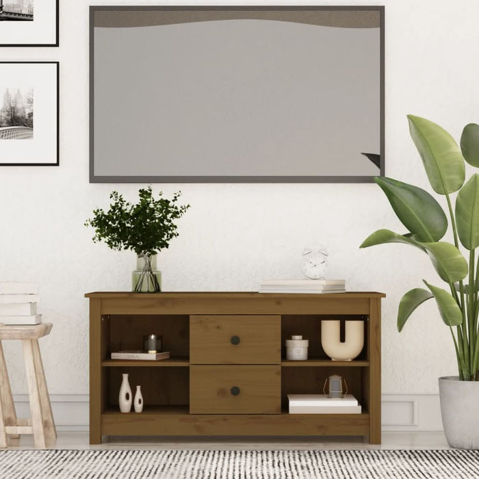 Comodă TV, maro miere, 103x36,5x52 cm, lemn masiv de pin - WALTI WALTI
