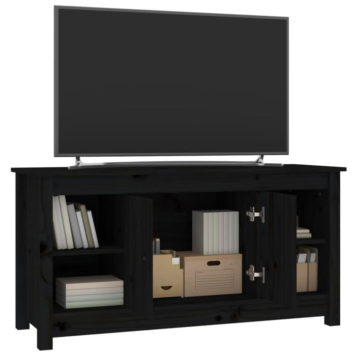 Comodă TV, negru, 103x36,5x52 cm, lemn masiv de pin - WALTI WALTI