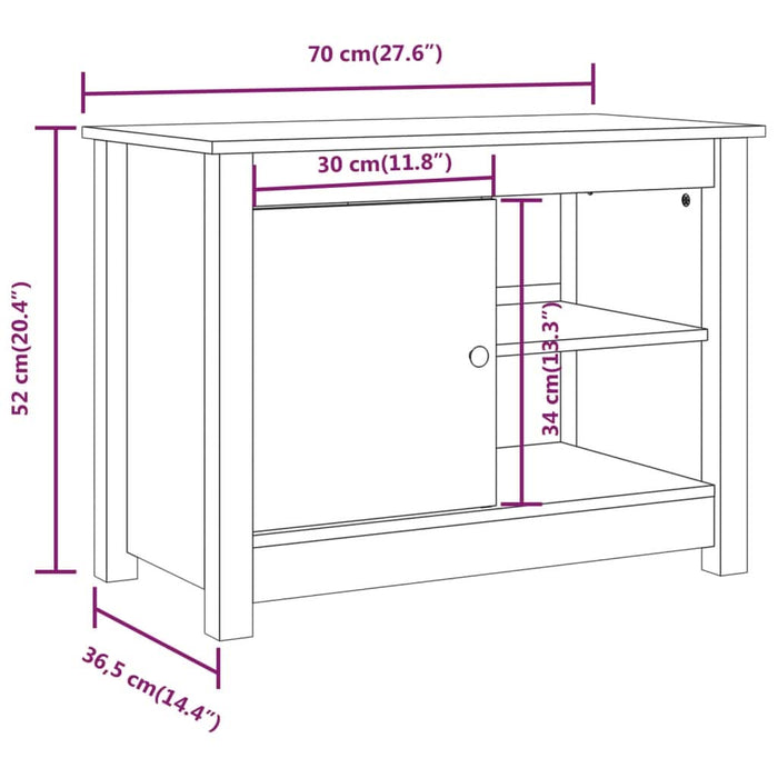 Comodă TV, gri, 70x36,5x52 cm, lemn masiv de pin - WALTI WALTI