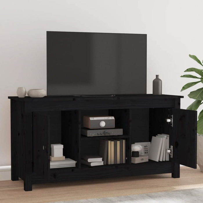Comodă TV, negru, 103x36,5x52 cm, lemn masiv de pin - WALTI WALTI