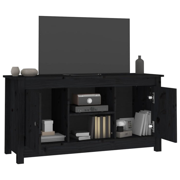 Comodă TV, negru, 103x36,5x52 cm, lemn masiv de pin - WALTI WALTI