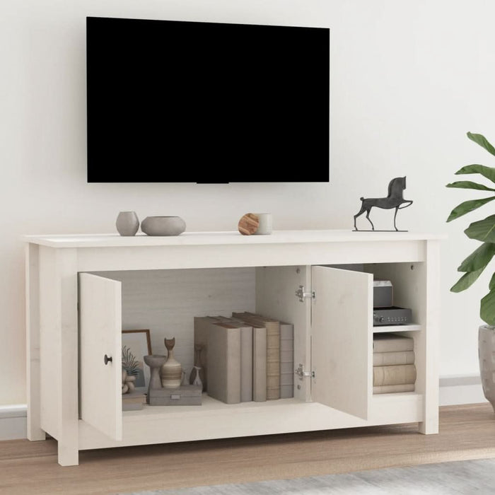 Comodă TV, alb, 103x36,5x52 cm, lemn masiv de pin - WALTI WALTI