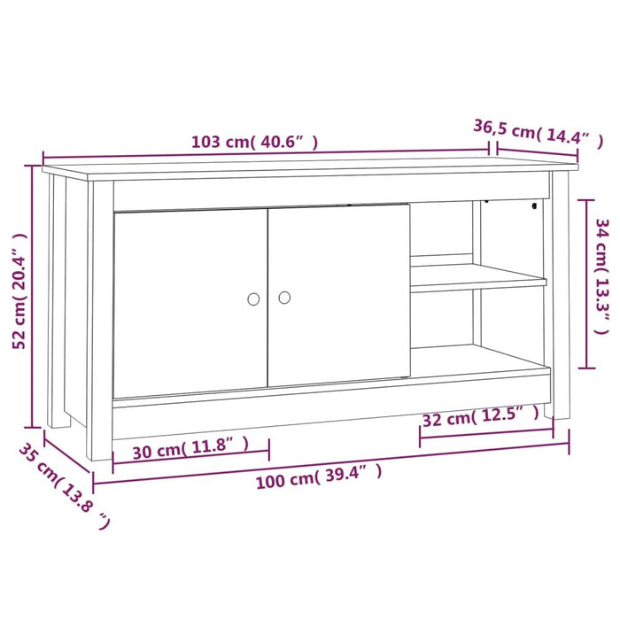 Comodă TV, alb, 103x36,5x52 cm, lemn masiv de pin - WALTI WALTI