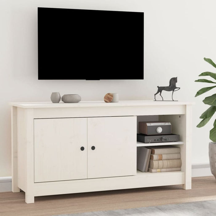 Comodă TV, alb, 103x36,5x52 cm, lemn masiv de pin - WALTI WALTI