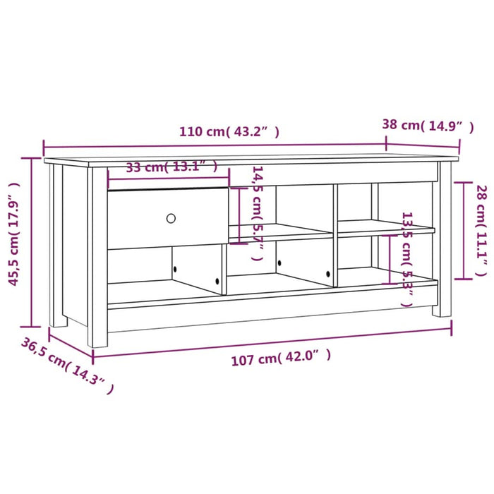 Dulap pentru pantofi, alb, 110x38x45,5 cm, lemn masiv pin - WALTI WALTI