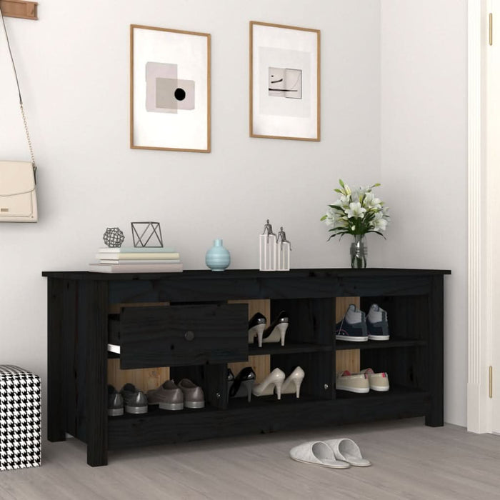 Dulap pentru pantofi, negru, 110x38x45,5 cm, lemn masiv pin - WALTI WALTI