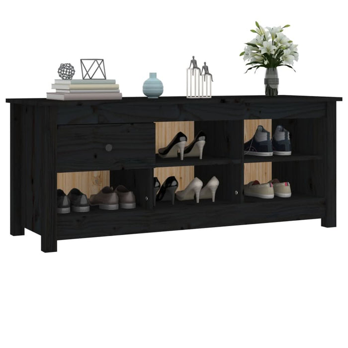Dulap pentru pantofi, negru, 110x38x45,5 cm, lemn masiv pin - WALTI WALTI