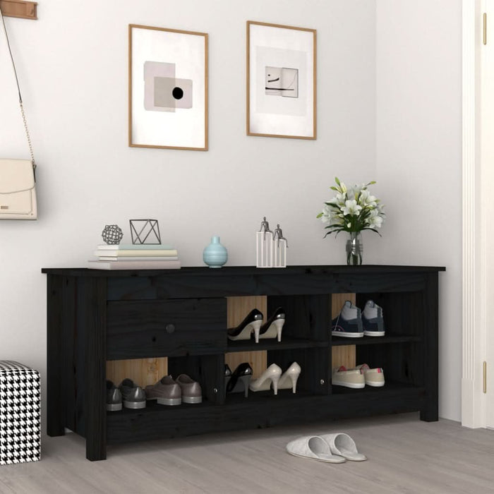 Dulap pentru pantofi, negru, 110x38x45,5 cm, lemn masiv pin - WALTI WALTI