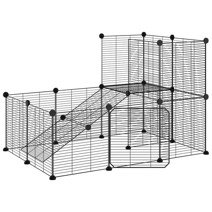 Cușcă animale de companie cu ușă 20 panouri negru 35x35 cm oțel - WALTI WALTI