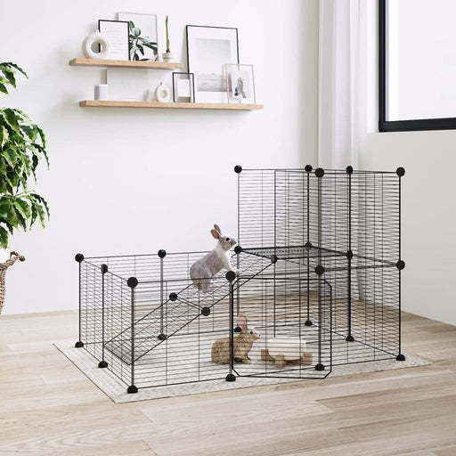 Cușcă animale de companie cu ușă 20 panouri negru 35x35 cm oțel - WALTI WALTI