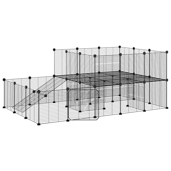 Cușcă animale de companie cu ușă 44 panouri negru 35x35 cm oțel - WALTI WALTI