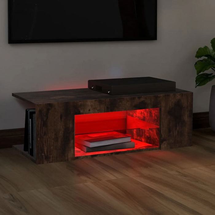 Comodă TV cu lumini LED, stejar fumuriu, 90x39x30 cm - WALTI WALTI