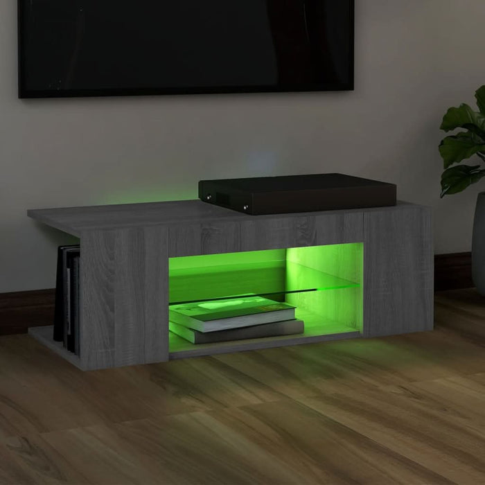 Comodă TV cu lumini LED, gri sonoma, 90x39x30 cm - WALTI WALTI