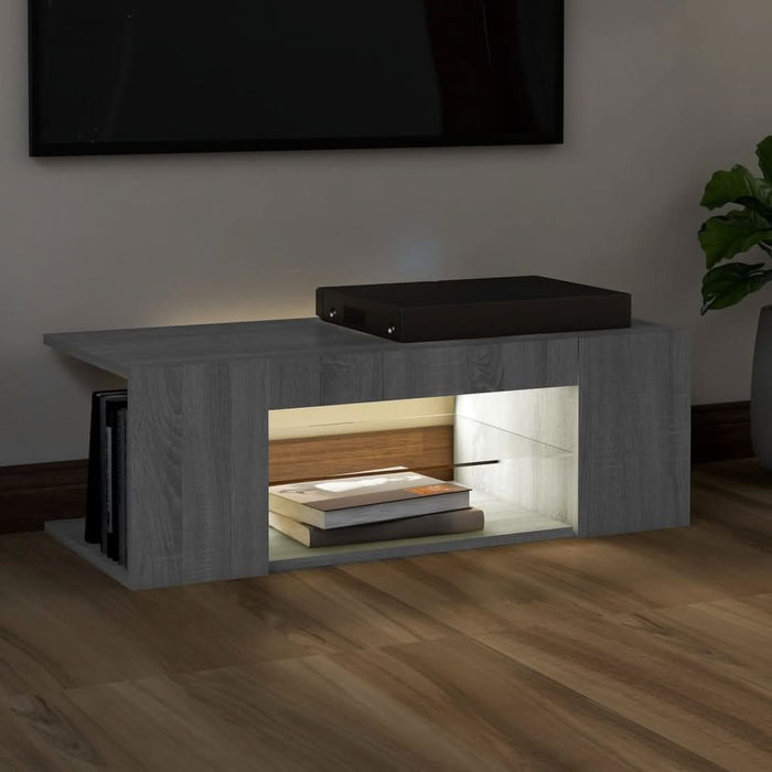 Comodă TV cu lumini LED, gri sonoma, 90x39x30 cm - WALTI WALTI