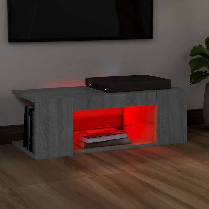Comodă TV cu lumini LED, gri sonoma, 90x39x30 cm - WALTI WALTI