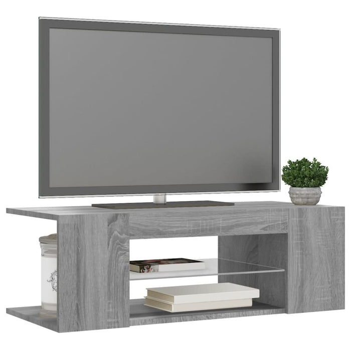 Comodă TV cu lumini LED, gri sonoma, 90x39x30 cm - WALTI WALTI