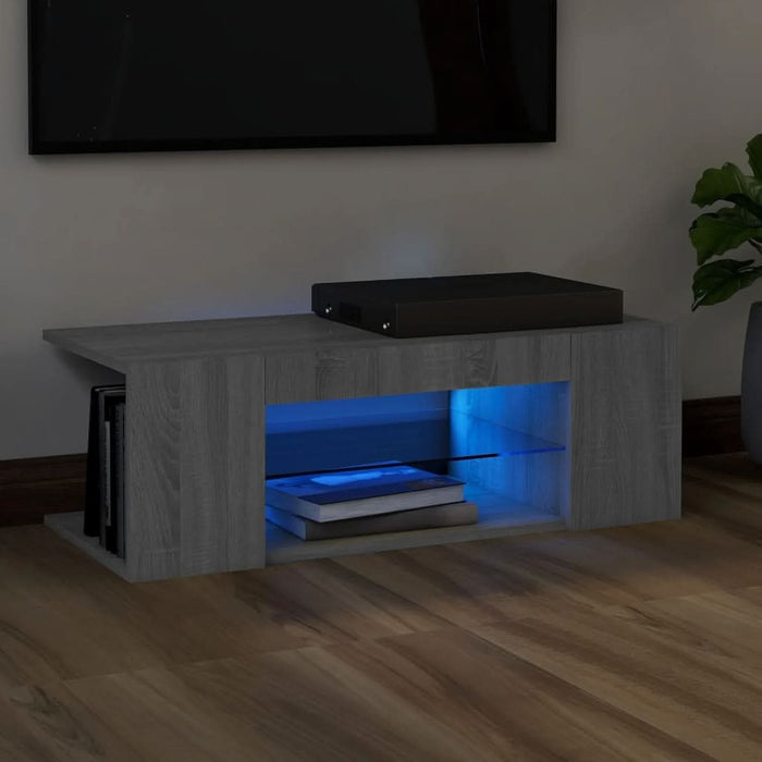 Comodă TV cu lumini LED, gri sonoma, 90x39x30 cm - WALTI WALTI