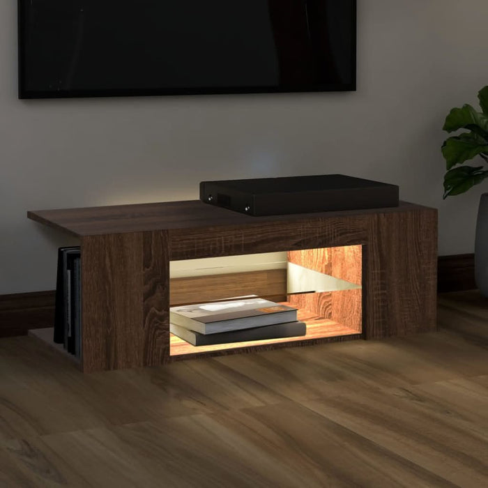Comodă TV cu lumini LED, stejar maro, 90x39x30 cm - WALTI WALTI