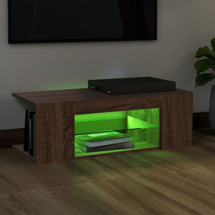 Comodă TV cu lumini LED, stejar maro, 90x39x30 cm - WALTI WALTI