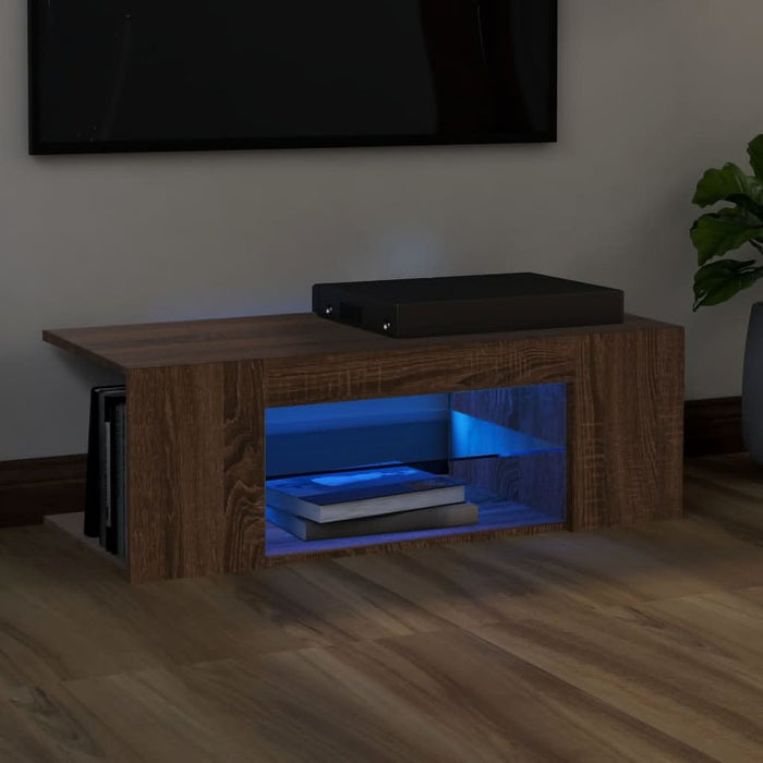 Comodă TV cu lumini LED, stejar maro, 90x39x30 cm - WALTI WALTI