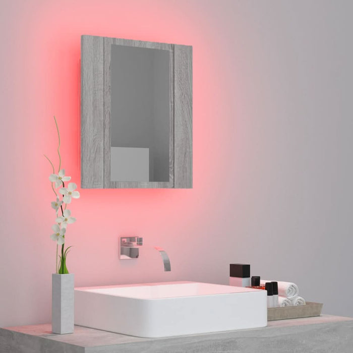 Dulap cu oglindă cu LED de baie, gri sonoma, 40x12x45 cm, lemn - WALTI WALTI