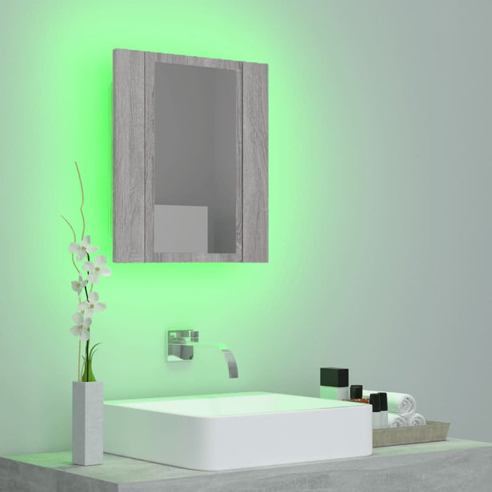Dulap cu oglindă cu LED de baie, gri sonoma, 40x12x45 cm, lemn - WALTI WALTI