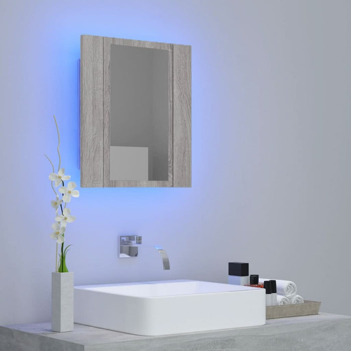 Dulap cu oglindă cu LED de baie, gri sonoma, 40x12x45 cm, lemn - WALTI WALTI