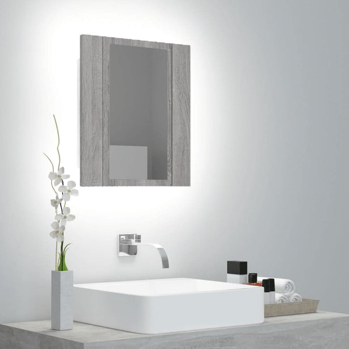Dulap cu oglindă cu LED de baie, gri sonoma, 40x12x45 cm, lemn - WALTI WALTI