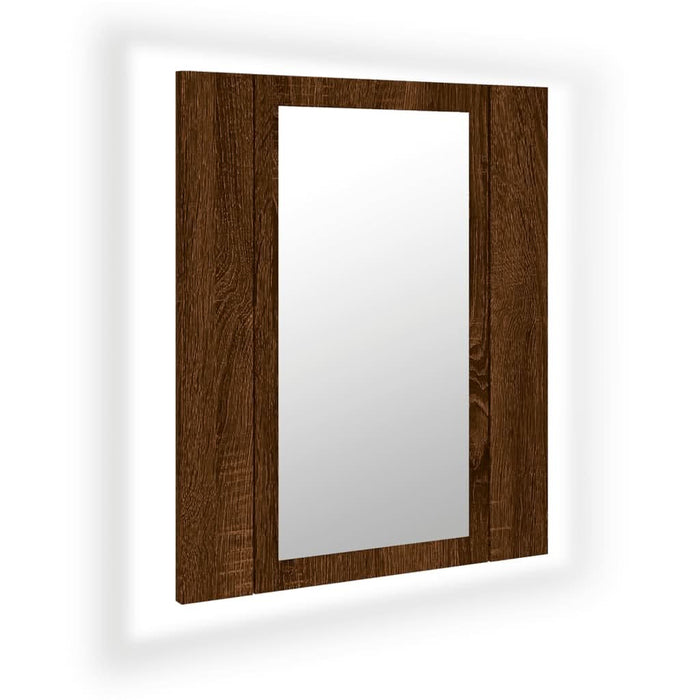 Dulap cu oglindă de baie LED, stejar maro, 40x12x45 cm, lemn - WALTI WALTI