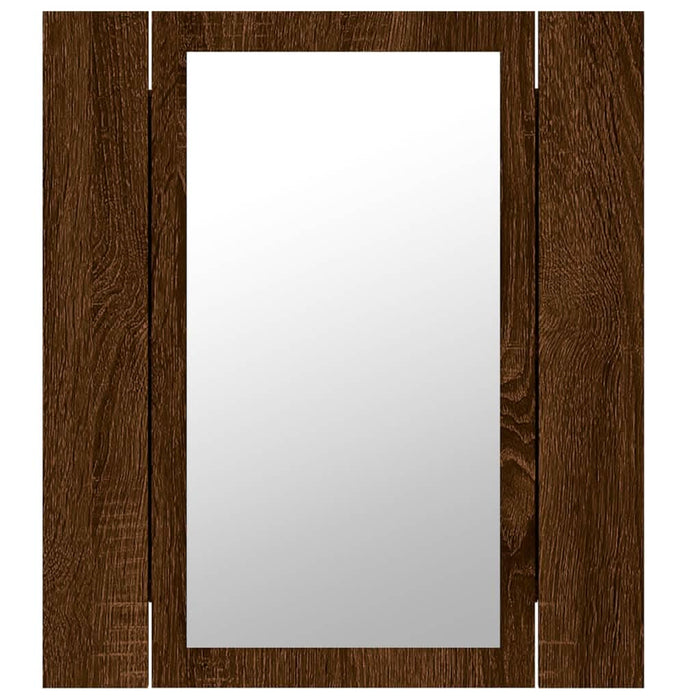 Dulap cu oglindă de baie LED, stejar maro, 40x12x45 cm, lemn - WALTI WALTI