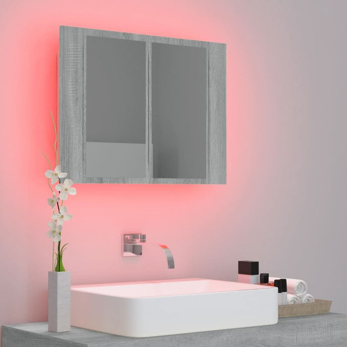 Dulap cu oglindă & LED gri sonoma 60x12x45 cm lemn compozit - WALTI WALTI