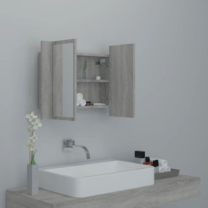 Dulap cu oglindă & LED gri sonoma 60x12x45 cm lemn compozit - WALTI WALTI