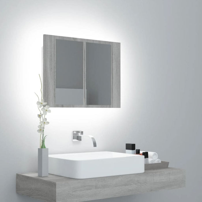 Dulap cu oglindă & LED gri sonoma 60x12x45 cm lemn compozit - WALTI WALTI