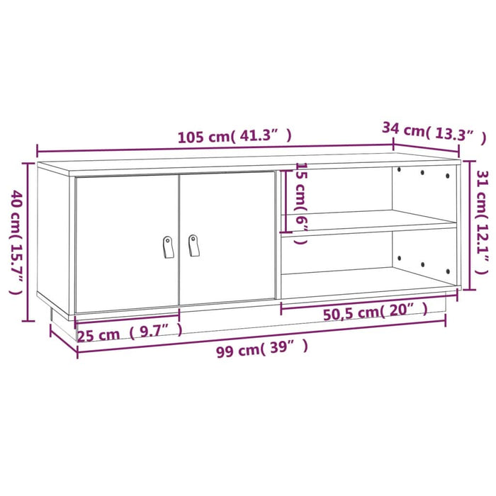Comodă TV, gri, 105x34x40 cm, lemn masiv de pin - WALTI WALTI