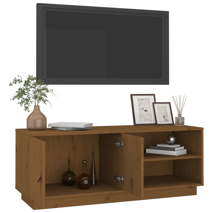 Comodă TV, maro miere, 105x34x40 cm, lemn masiv de pin - WALTI WALTI