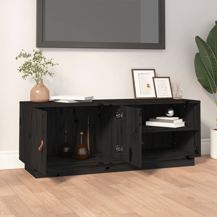 Comodă TV, negru, 105x34x40 cm, lemn masiv de pin - WALTI WALTI