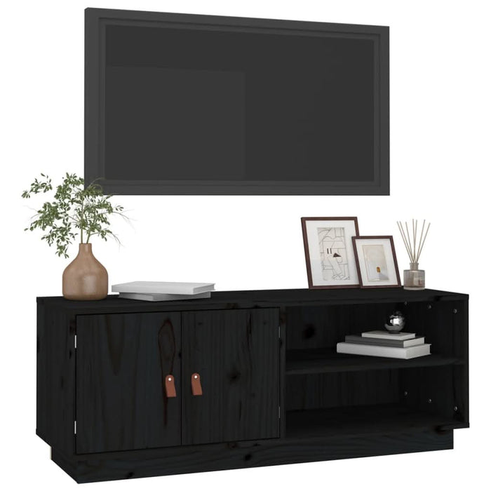 Comodă TV, negru, 105x34x40 cm, lemn masiv de pin - WALTI WALTI
