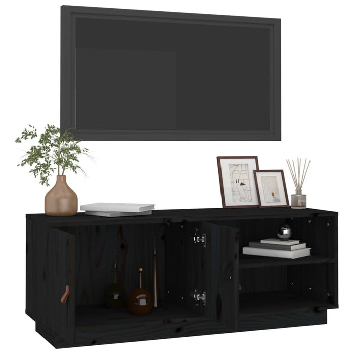 Comodă TV, negru, 105x34x40 cm, lemn masiv de pin - WALTI WALTI