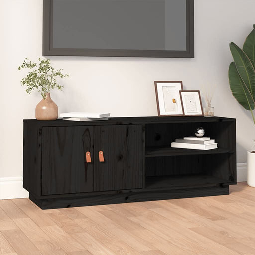 Comodă TV, negru, 105x34x40 cm, lemn masiv de pin - WALTI WALTI