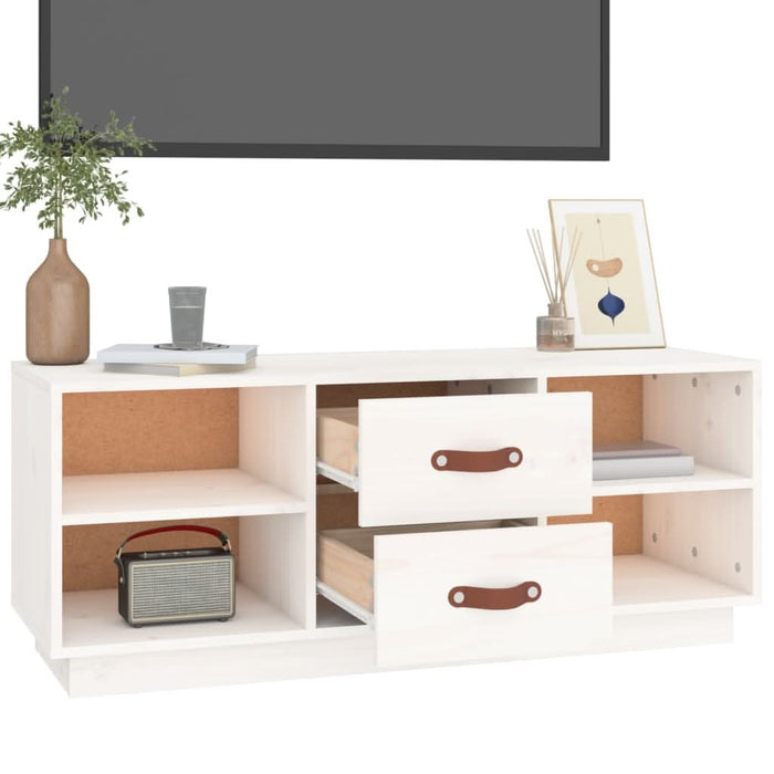 Comodă TV, alb, 100x34x40 cm, lemn masiv de pin - WALTI WALTI