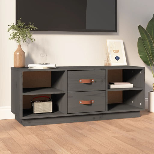 Comodă TV, gri, 100x34x40 cm, lemn masiv de pin - WALTI WALTI
