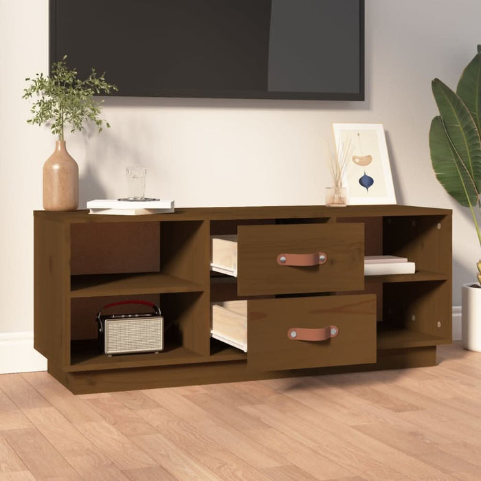 Comodă TV, maro miere, 100x34x40 cm, lemn masiv de pin - WALTI WALTI