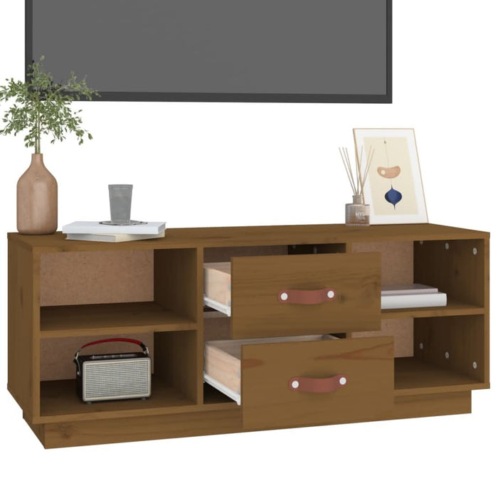 Comodă TV, maro miere, 100x34x40 cm, lemn masiv de pin - WALTI WALTI