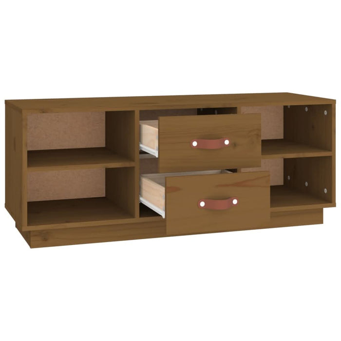 Comodă TV, maro miere, 100x34x40 cm, lemn masiv de pin - WALTI WALTI