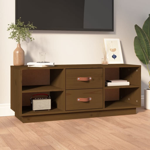 Comodă TV, maro miere, 100x34x40 cm, lemn masiv de pin - WALTI WALTI