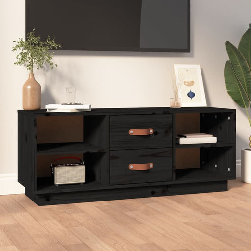 Comodă TV, negru, 100x34x40 cm, lemn masiv de pin - WALTI WALTI