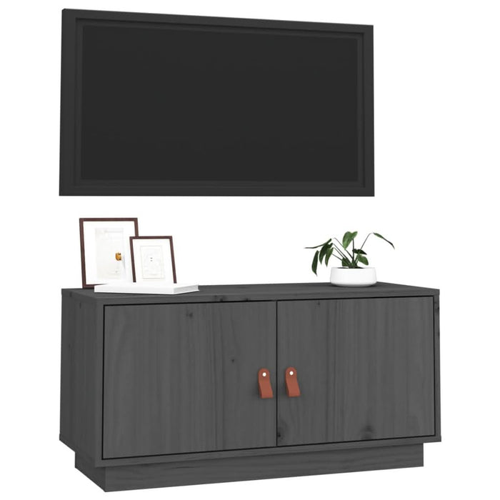 Comodă TV, gri, 80x34x40 cm, lemn masiv de pin - WALTI WALTI