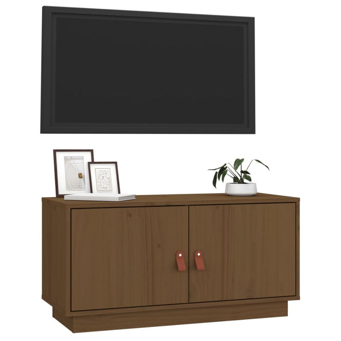 Comodă TV, maro miere, 80x34x40 cm, lemn masiv de pin - WALTI WALTI