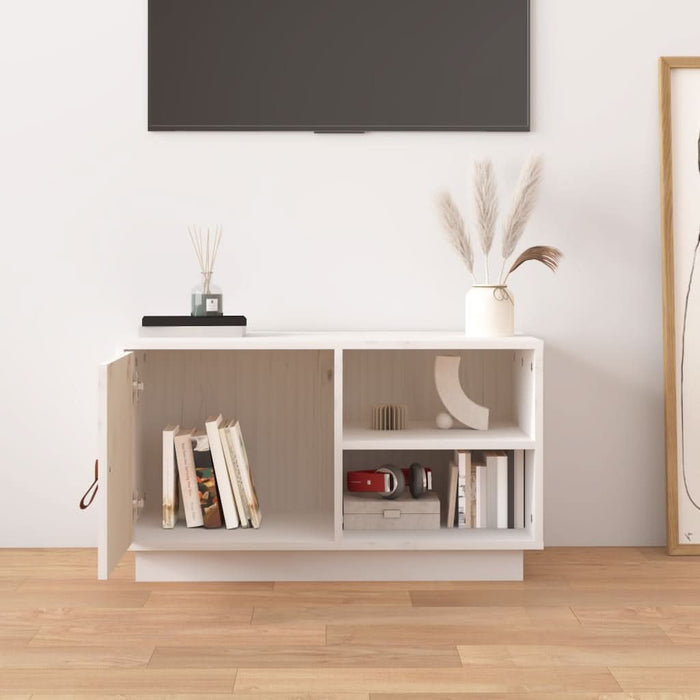 Comodă TV, alb, 70x34x40 cm, lemn masiv de pin - WALTI WALTI